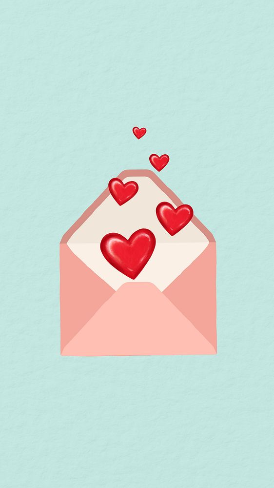 Love letter aesthetic mobile wallpaper, Valentine's celebration illustration