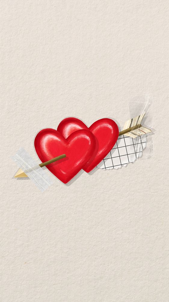 Arrow through heart phone wallpaper, Valentine's celebration illustration