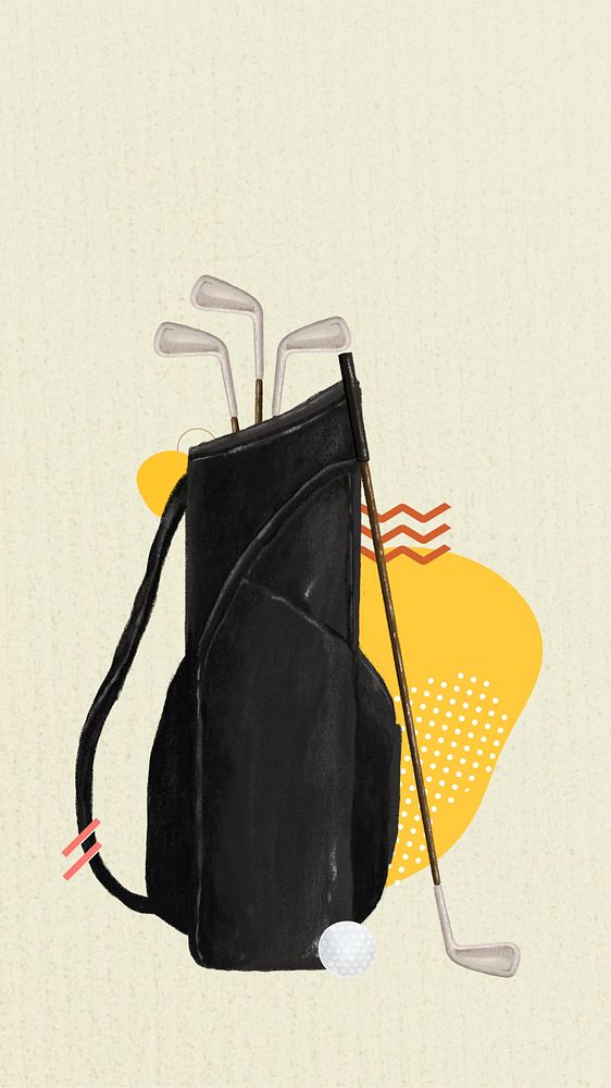 Golf bag sport phone wallpaper, hobby illustration