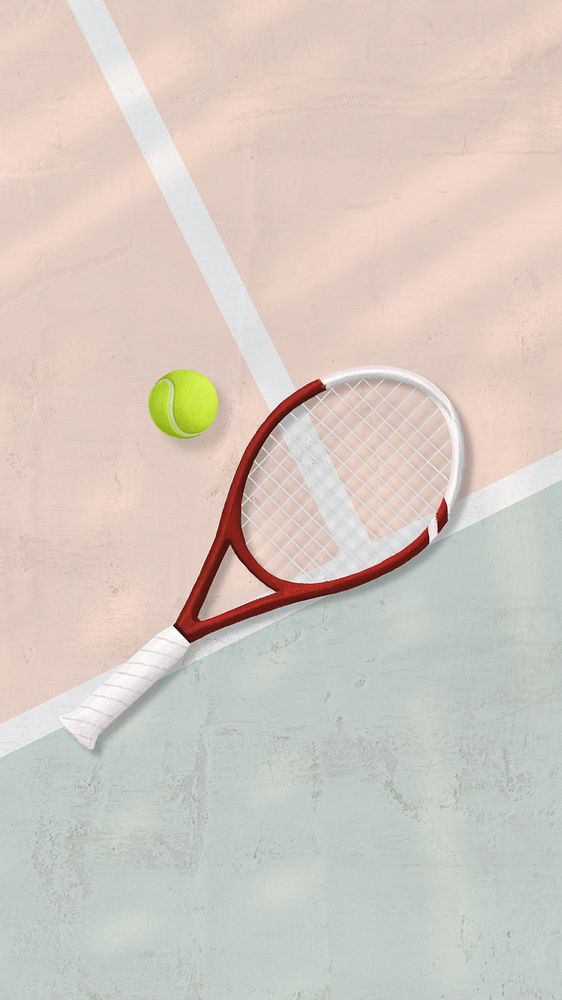 Tennis racket aesthetic phone wallpaper, sport illustration