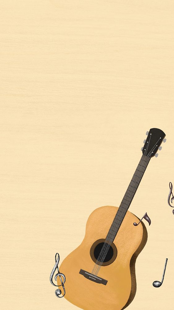 Acoustic guitar music phone wallpaper, hobby illustration