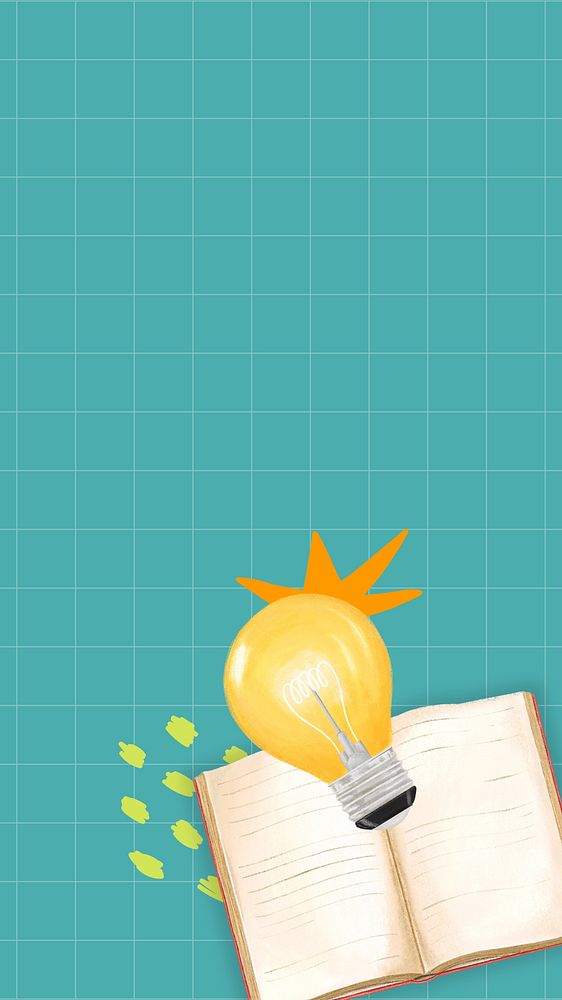 Creative idea phone wallpaper, book and light bulb illustration