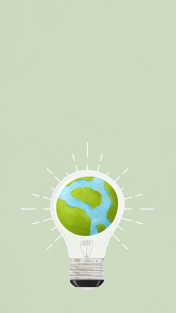 Light bulb globe iPhone wallpaper, environment illustration