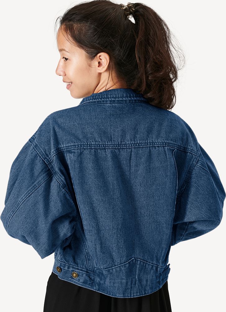 Woman in jeans jacket mockup | Premium PSD Mockup - rawpixel
