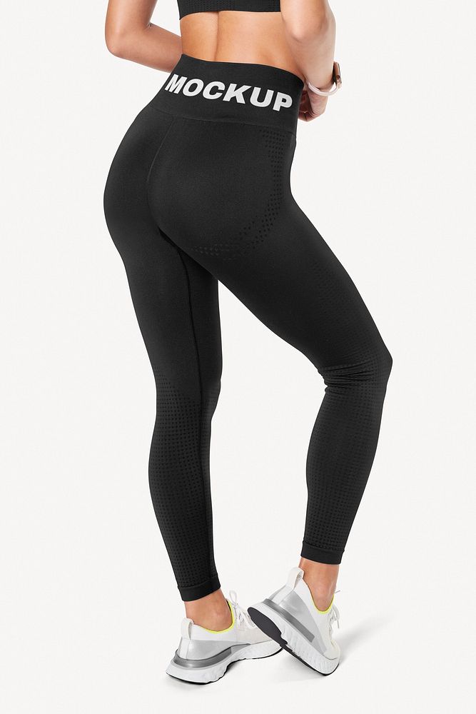 Women's black workout leggings mockup psd