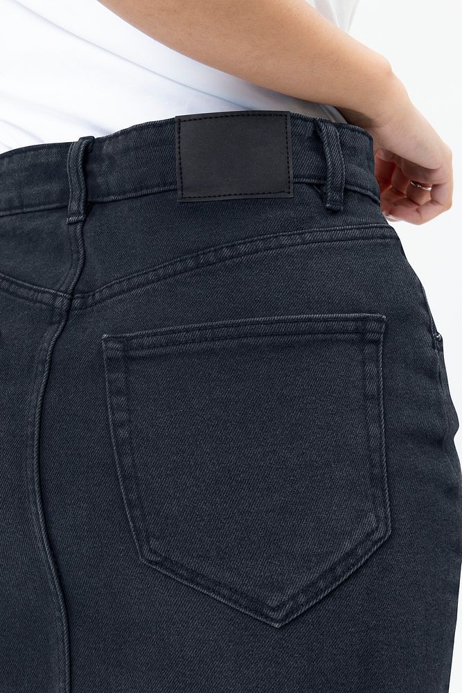 Women&rsquo;s denim skirt psd mockup fashion shoot rear view