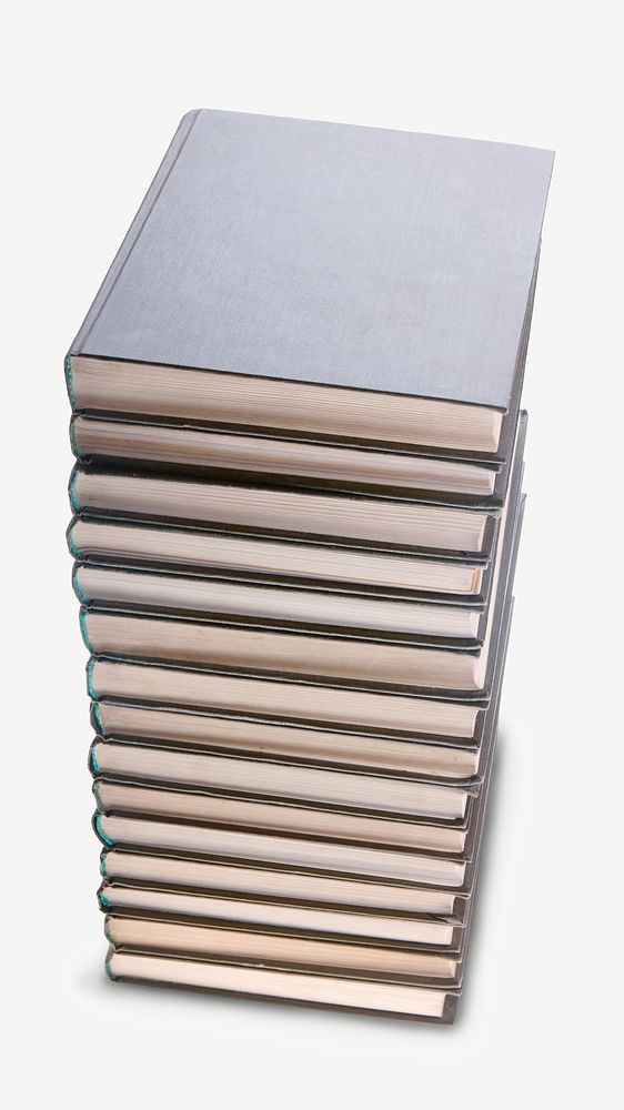Tall book pile, isolated object