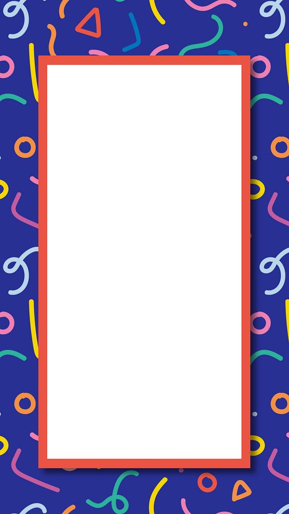 Blue abstract squiggle phone wallpaper, doodle frame