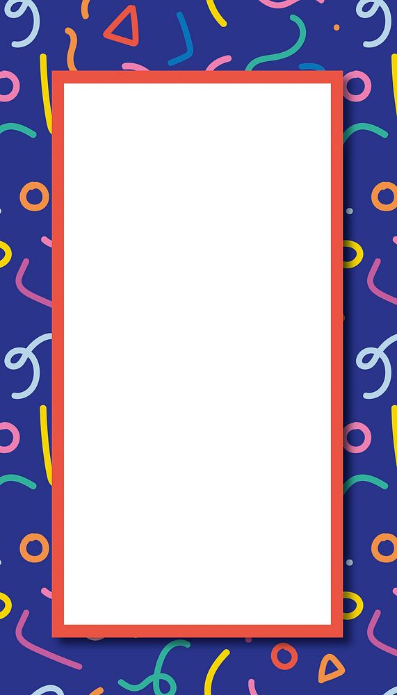 Blue abstract squiggle phone wallpaper, doodle frame