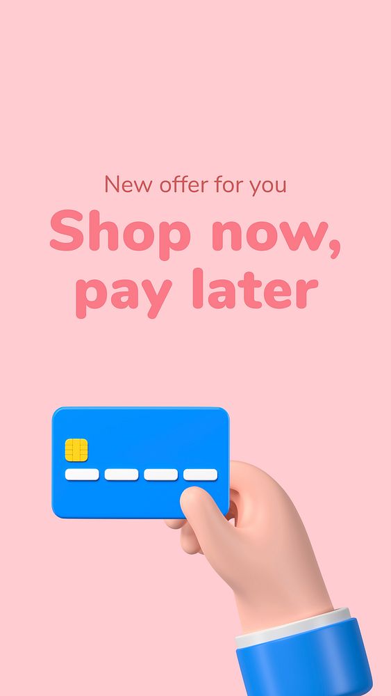 3D shopping template, Instagram ad, shop now pay later vector