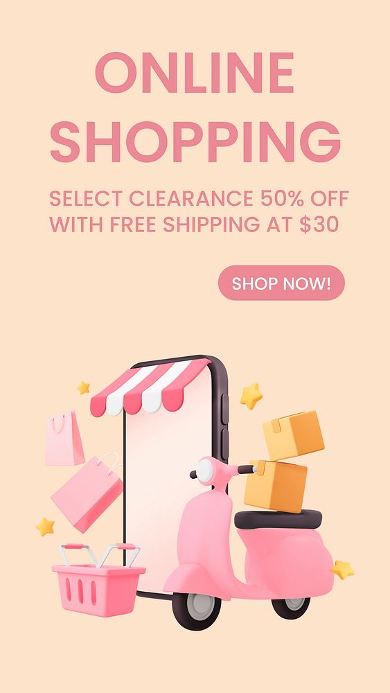 Online shopping Instagram story template, small business design vector