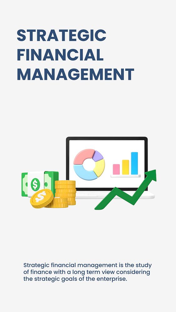 Finance management social media story template, 3d design vector