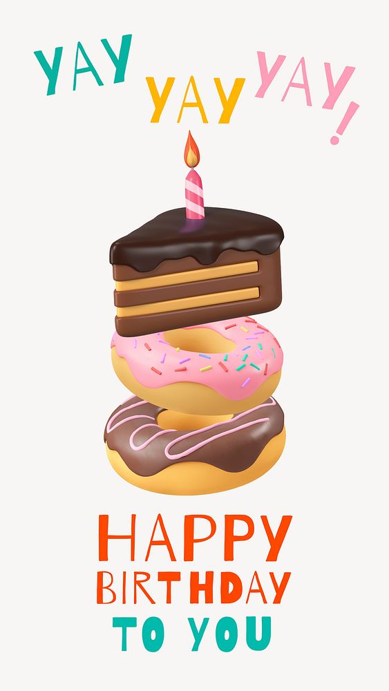 Birthday cake Instagram story template, cute greeting card vector