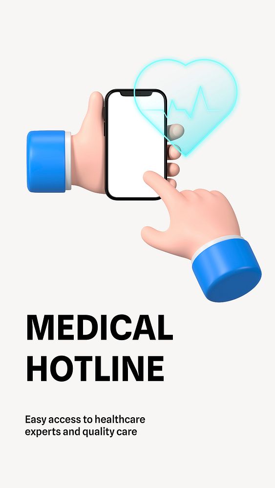 Medical hotline Facebook story template, editable text vector