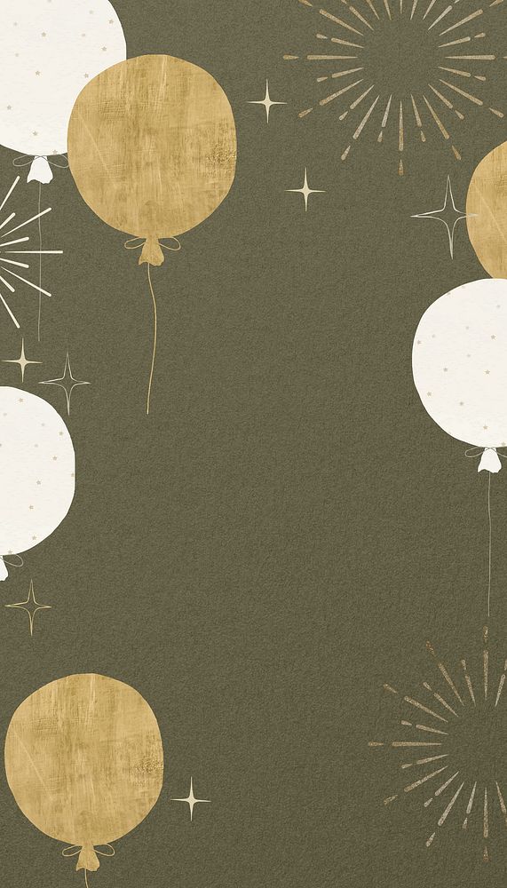 Gold balloons border mobile wallpaper, celebration background