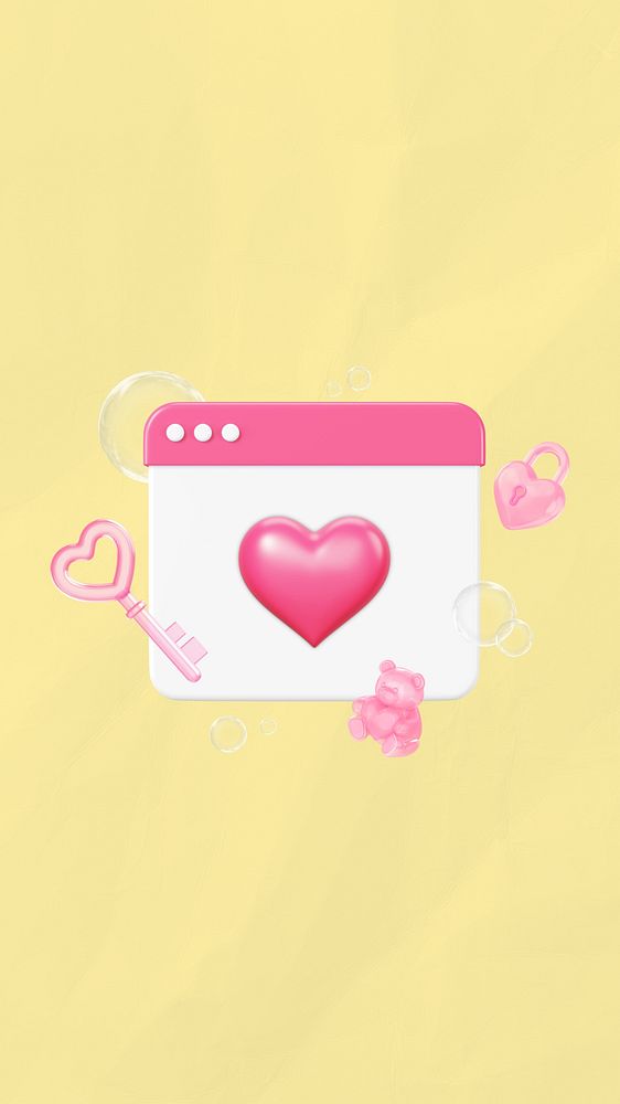 Valentine's day calendar iPhone wallpaper, 3D love remix
