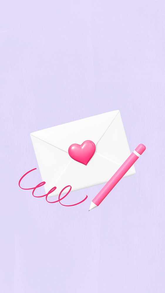 Valentine's love letter iPhone wallpaper, cute 3D remix