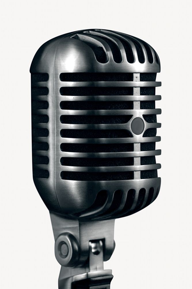 Metal vintage microphone, isolated object