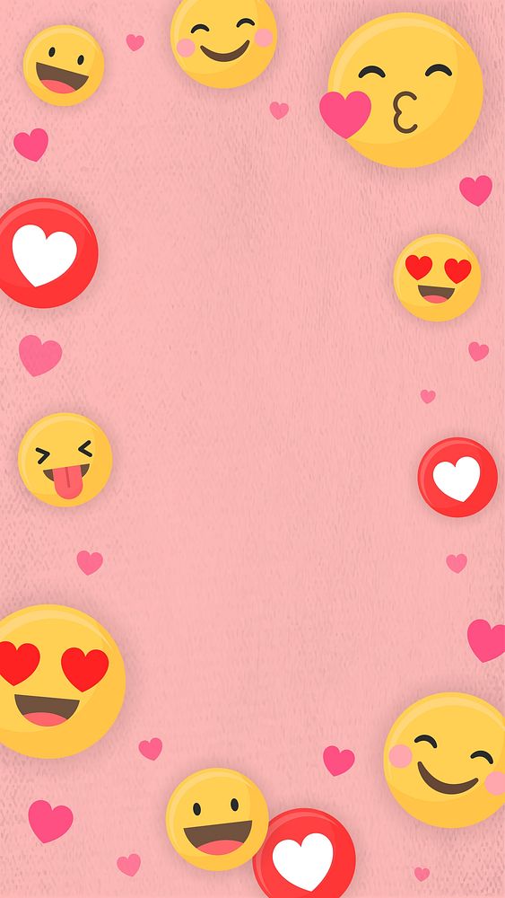 Heart emoticon frame, iPhone wallpaper, pink, paper textured design
