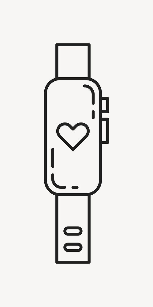 Smartwatch health tracker, wellness minimal line art illustration vector