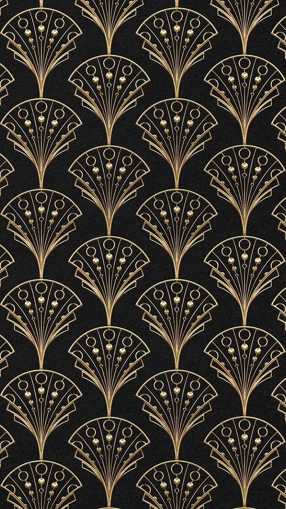 Gatsby palmette patterned iPhone wallpaper, dark brown design