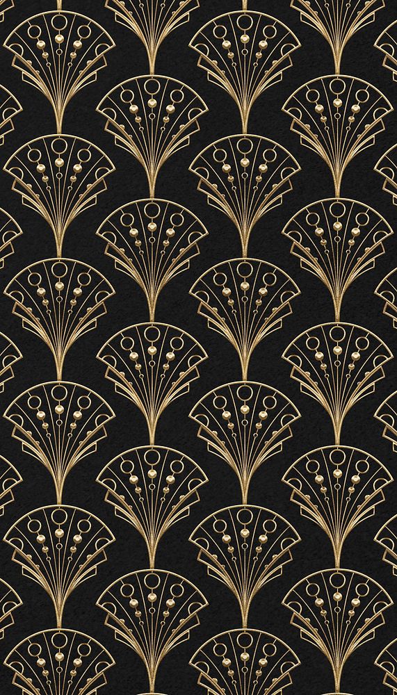 Gatsby palmette patterned iPhone wallpaper, dark brown design