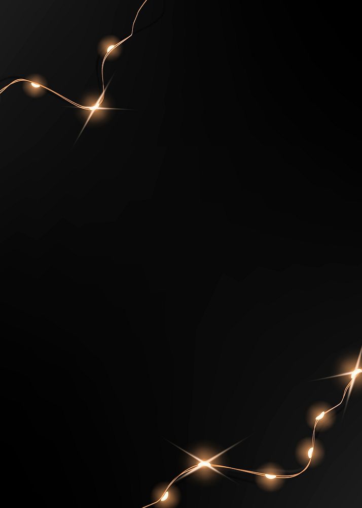 Fairy lights border background, black design