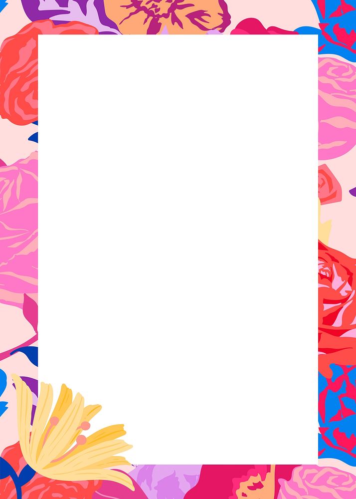 Colorful flower frame background, botanical aesthetic
