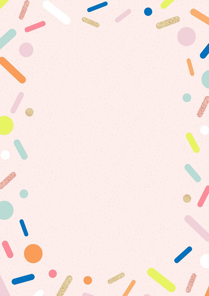 Pink confetti frame background, pastel design