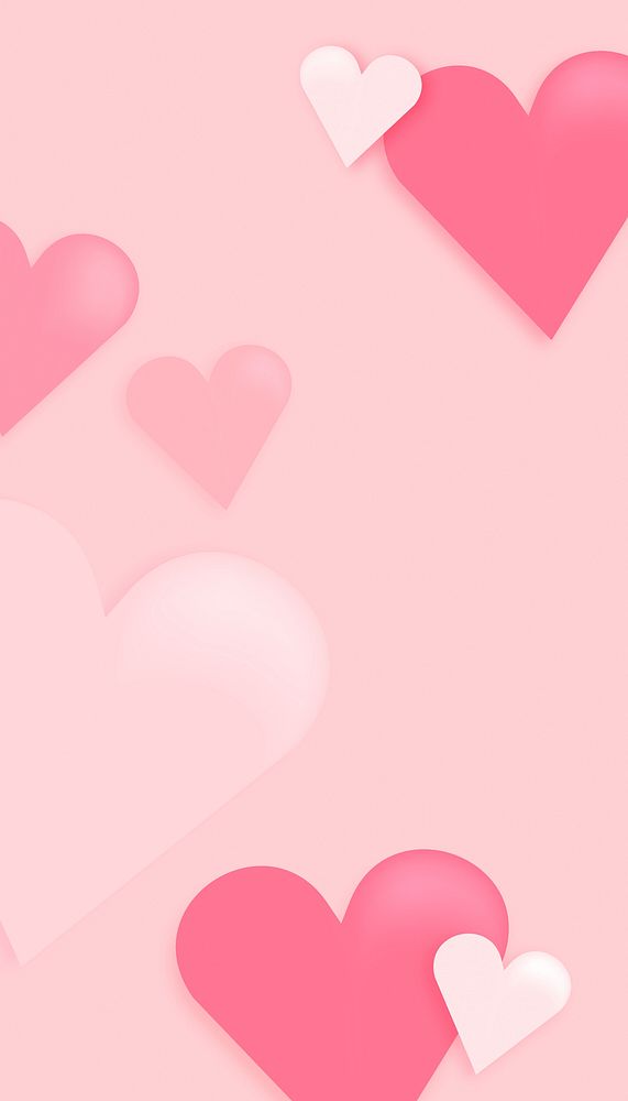 Valentine's hearts phone wallpaper, pink background