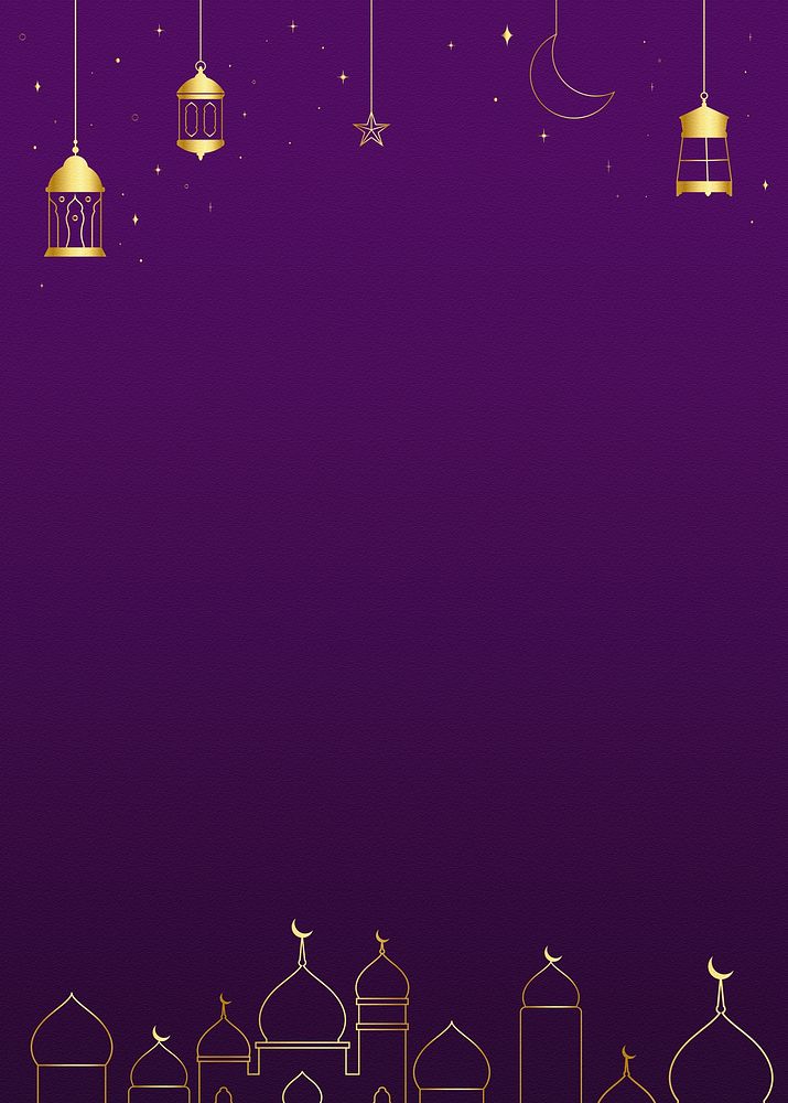 Ramadan border frame background, purple design