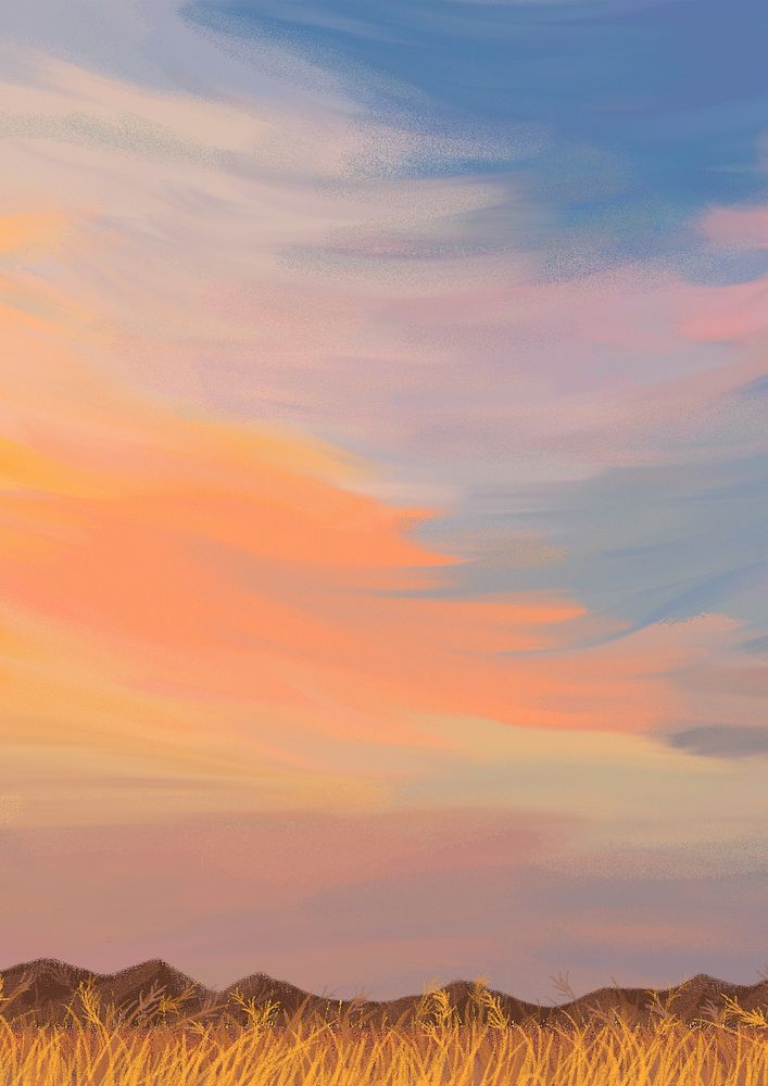 Aesthetic sunset sky background, nature illustration