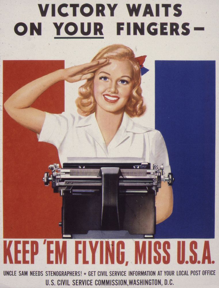 "Victory Waits On Your Fingers - Keep 'Em Flying Miss U.S.A." - NARA