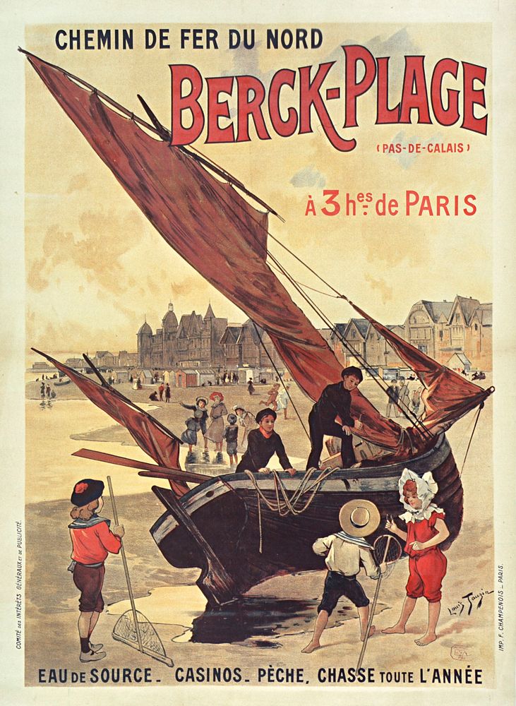 A railway poster from the early 1900s Chemin de fer du Nord. Berck-plage by Louis Tauzin (1842-1915)