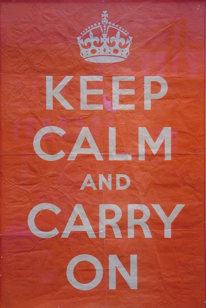 Original copy of the Keep Calm And Carry On poster, in Barter Books, Alnwick, Northumberland