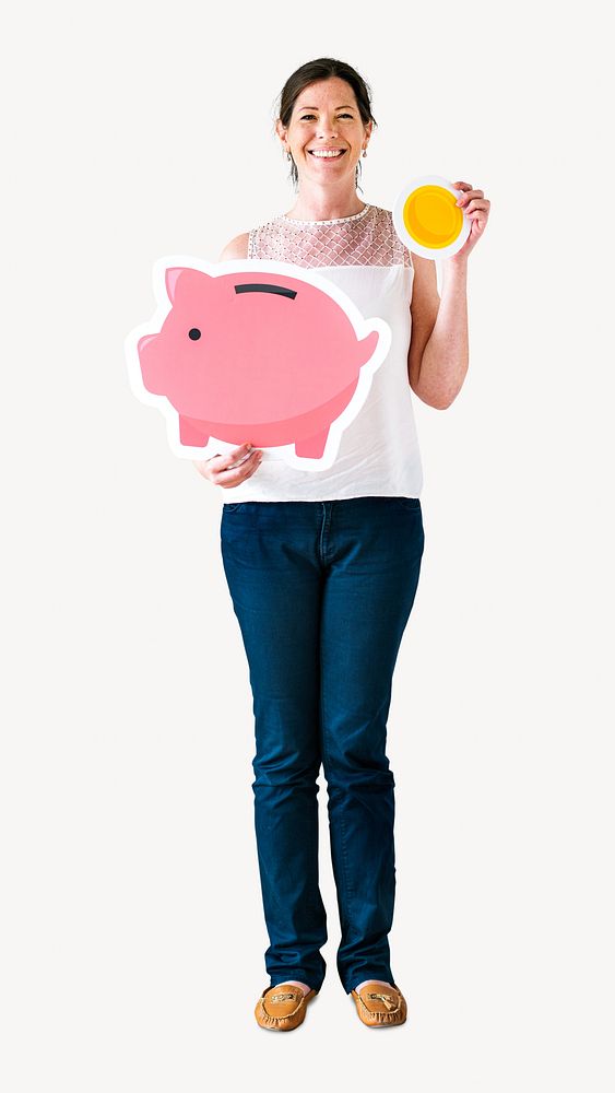 Savings woman isolated image on white