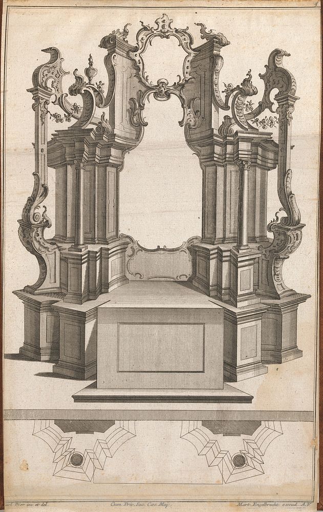 Design for a Monumental Altar, Plate 'q' from 'Unterschiedliche Neu Inventierte Altare mit darzu gehorigen Profillen u.…
