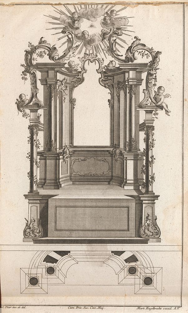 Design for a Monumental Altar, Plate 'o' (?)  from 'Unterschiedliche Neu Inventierte Altare mit darzu gehorigen Profillen u.…