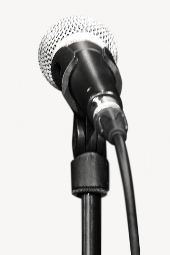 A wired microphone on a stand isolated image