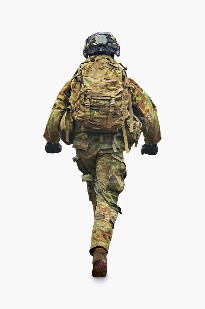 Soldier walking isolated image