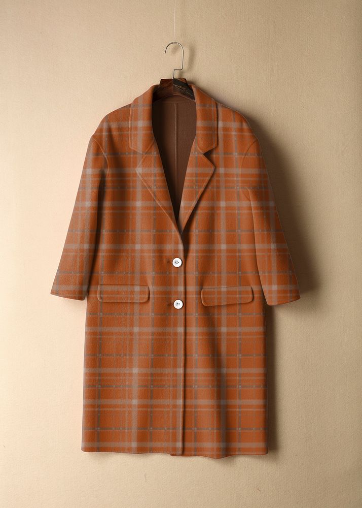 Jacket coat mockup, plaid  patterned design psd