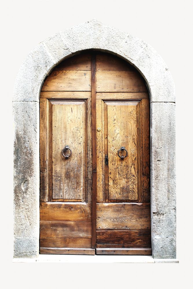 Wooden arched door isolated image
