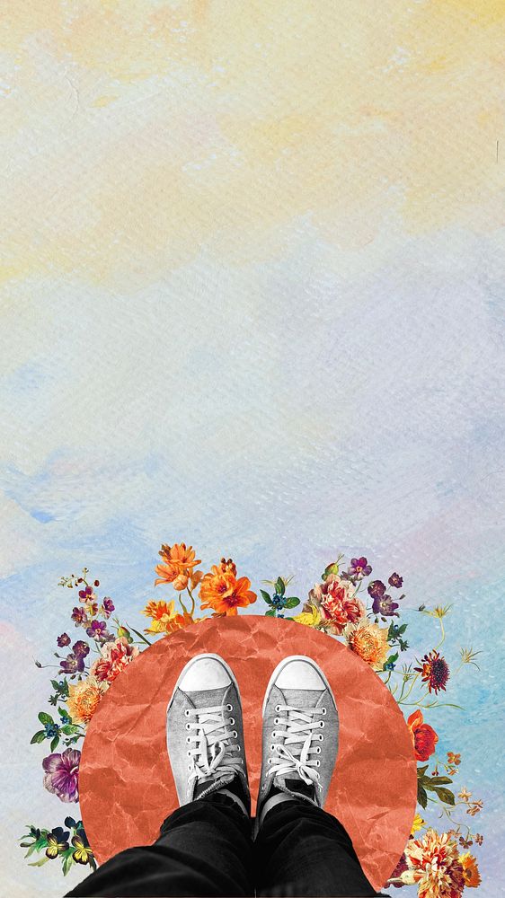 Pastel illustration, spring iPhone wallpaper
