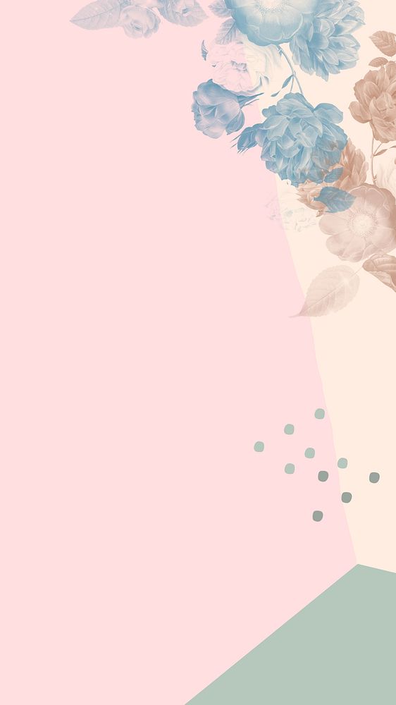 Pink flower illustration, spring iPhone wallpaper
