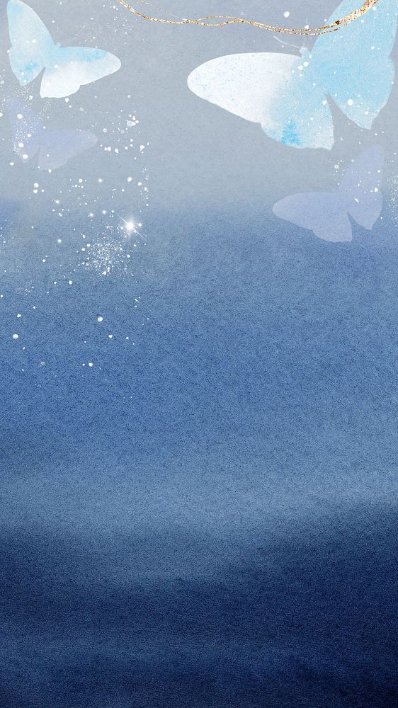 Blue butterfly watercolor iPhone wallpaper