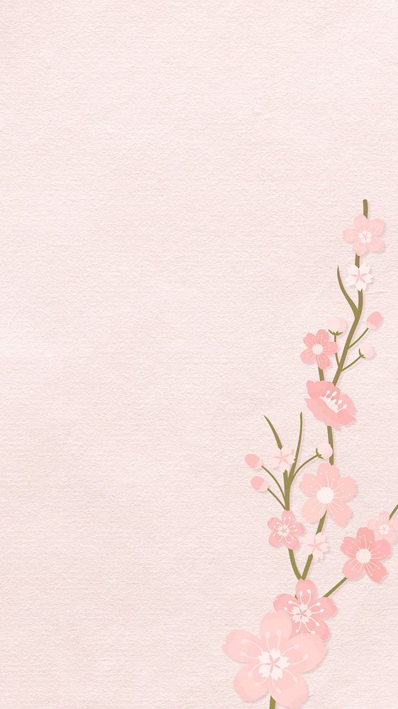 Pink flower phone wallpaper, textured background