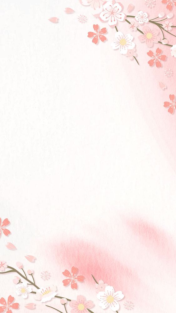 Pink flower phone wallpaper, japanese aesthetic background