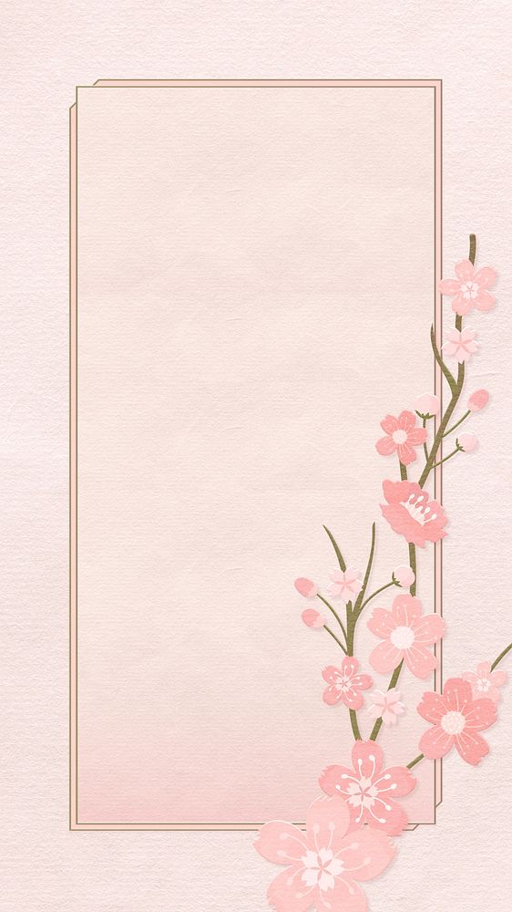 Pink flower phone wallpaper, rectangle frame