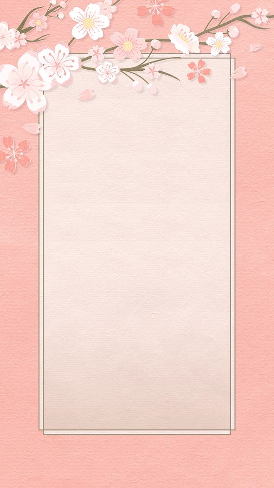 Pink flower phone wallpaper, rectangle frame