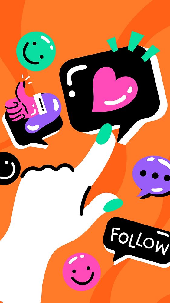 Social media illustration iPhone wallpaper, funky illustration